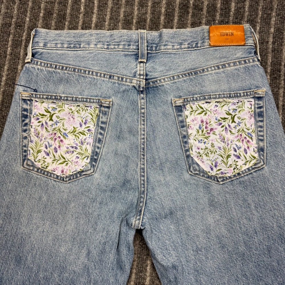 Edwin Womens 27 Blue Kali Ankle Vintage Straight Floral Pocket Jeans (2355) - Picture 5 of 10